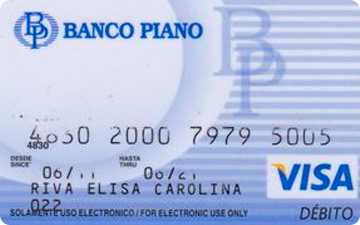 Tarjeta de débito Visa Banco Piano